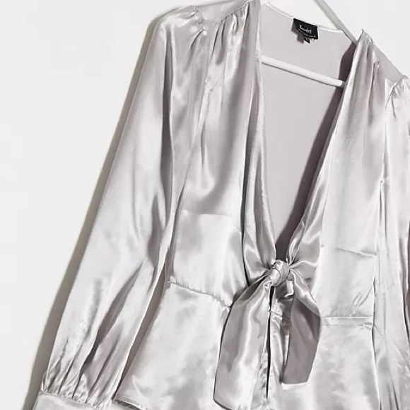 Bardot silver tie satin blouse - Picture 4 of 4